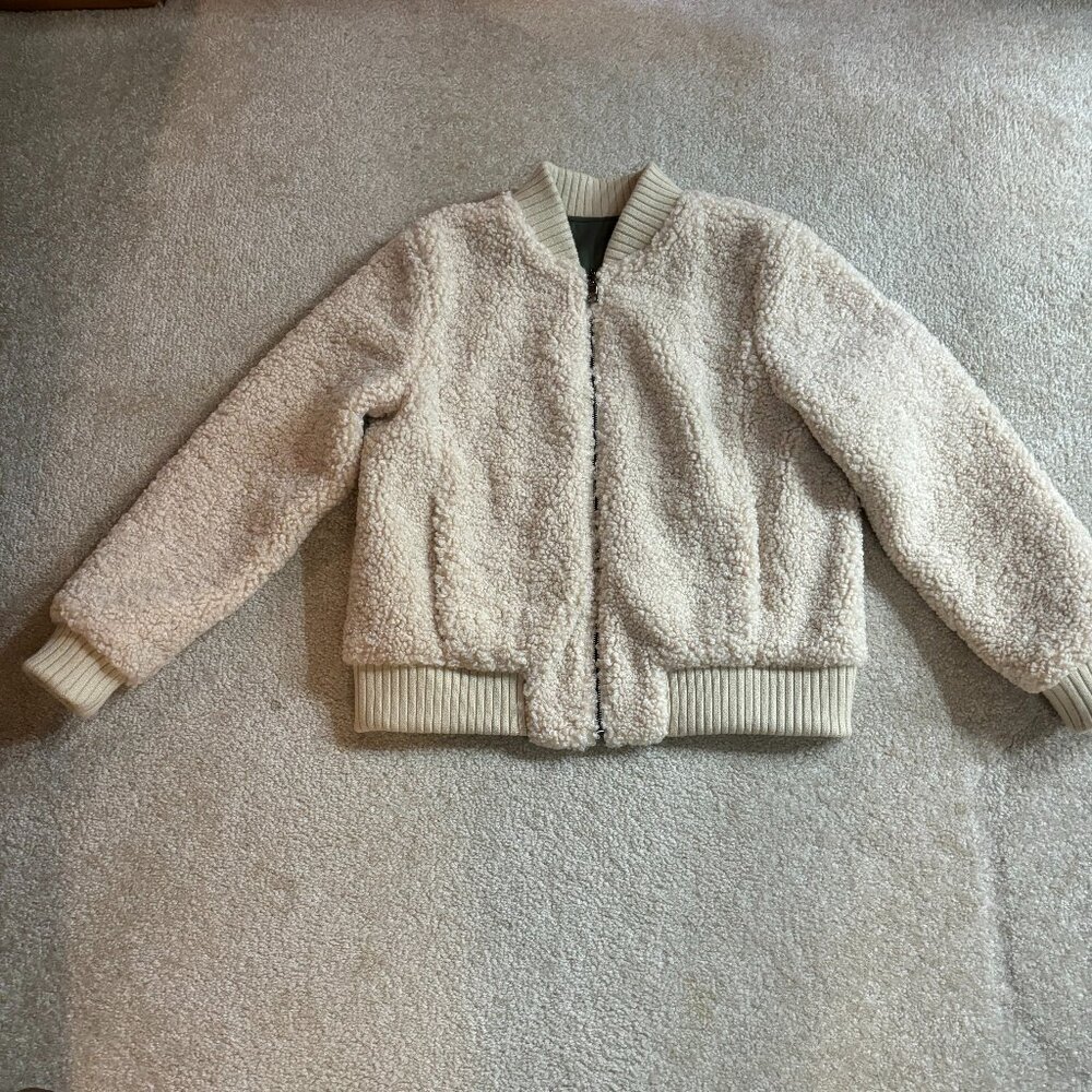Banana Republic Cream Sherpa Bomber Jacket
